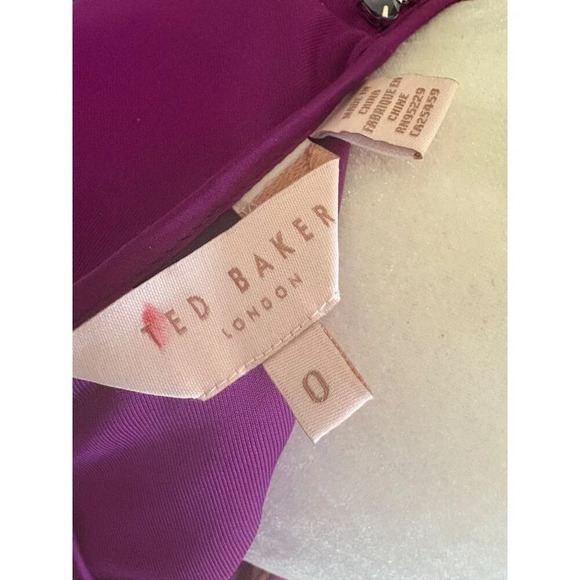 Ted Baker J’Adore Y2K Jewelled Neckline Purple Fit & Flare Dress TB0 US Size 2 - Picture 7 of 14